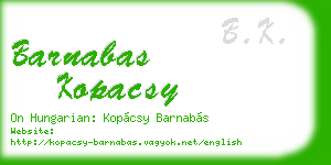 barnabas kopacsy business card
