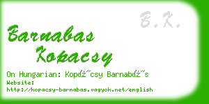 barnabas kopacsy business card